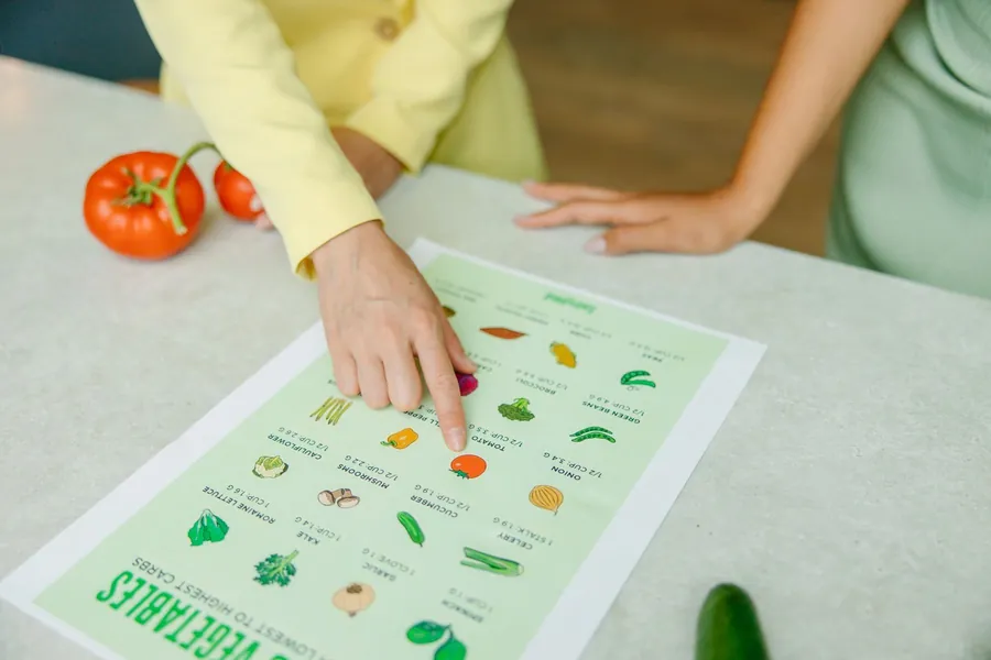 Orientação sobre vegetais e escolhas alimentares